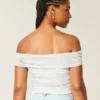 Mesh-top med foldede skuldre Mesh-top med foldede skuldre