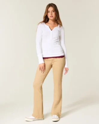 Mid-Rise Khaki Bootcut Jeans