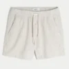 Midt-lår-linnedblandede seersucker-shorts Midt-lår-linnedblandede seersucker-shorts
