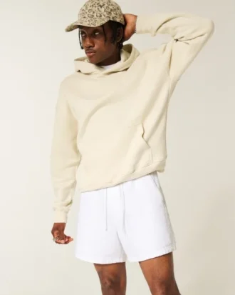 Midt-lår-linnedblandede seersucker-shorts