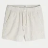 Midt-lår-linnedblandede seersucker-shorts Midt-lår-linnedblandede seersucker-shorts