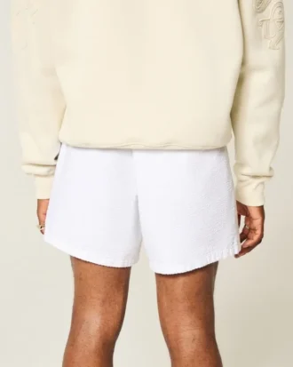 Midt-lår-linnedblandede seersucker-shorts