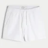 Midt-lår-linnedblandede seersucker-shorts Midt-lår-linnedblandede seersucker-shorts