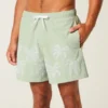 Midt på låret Broderede volley-badeshorts Midt på låret Broderede volley-badeshorts