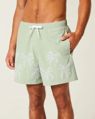 Midt på låret Broderede volley-badeshorts