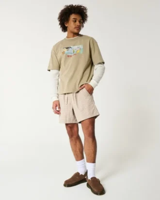 Midt på låret Linen-blanding Pull-On Shorts