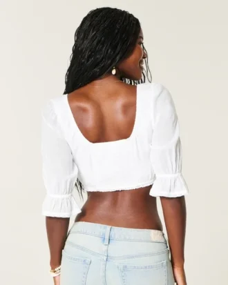 Mini-crop-top med trekvartærmer