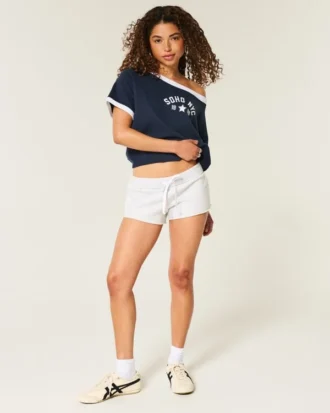 Mini-shorts med fleece og sidestriber