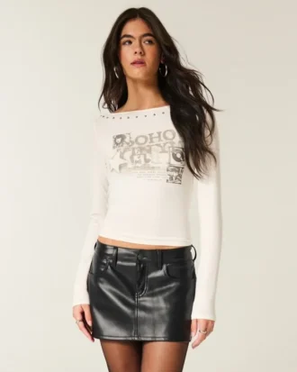 Mini-skort i imiteret læder