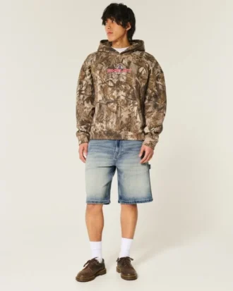 Mørkeblå baggy denimshorts