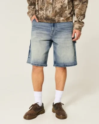 Mørkeblå baggy denimshorts