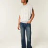 Mørkvaskede, afslappede bootcut-jeans Mørkvaskede, afslappede bootcut-jeans