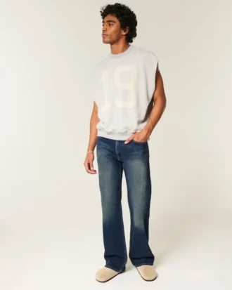 Mørkvaskede, afslappede bootcut-jeans