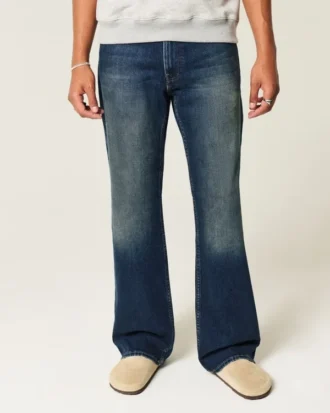 Mørkvaskede, afslappede bootcut-jeans