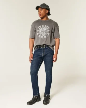 Mørkvaskede atletiske skinny jeans
