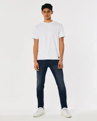 Mørkvaskede atletiske skinny jeans