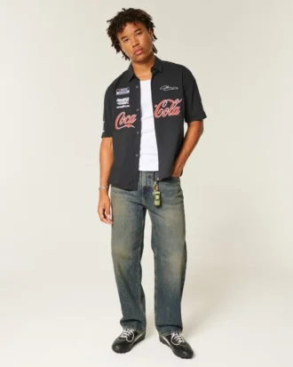 Mørkvaskede baggy jeans