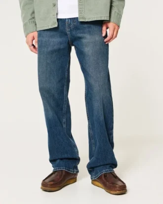 Mørkvaskede baggy jeans