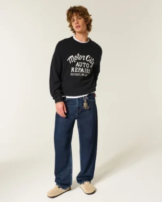 Mørkvaskede skaterbaggyjeans