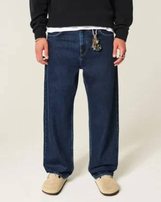 Mørkvaskede skaterbaggyjeans