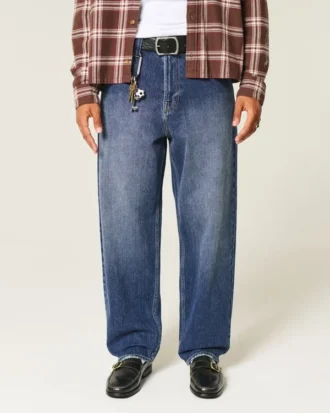 Mørkvaskede skaterbaggyjeans