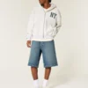 Mørkvaskede superbaggy denimshorts under knæet Mørkvaskede superbaggy denimshorts under knæet