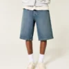 Mørkvaskede superbaggy denimshorts under knæet Mørkvaskede superbaggy denimshorts under knæet