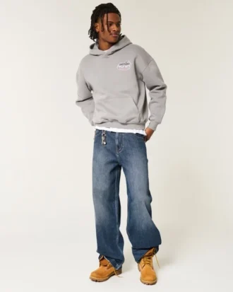 Mørkvasket logo-broderi Superbaggy jeans