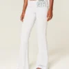 Number Graphic Foldover Waist Flare Pants Number Graphic Foldover Waist Flare Pants