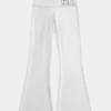 Number Graphic Foldover Waist Flare Pants Number Graphic Foldover Waist Flare Pants