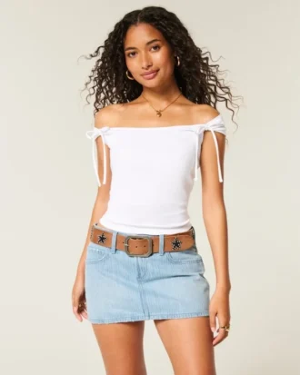 Off-shoulder top med bindebånd