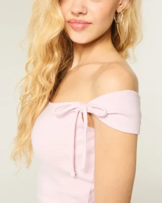 Off-shoulder top med bindebånd