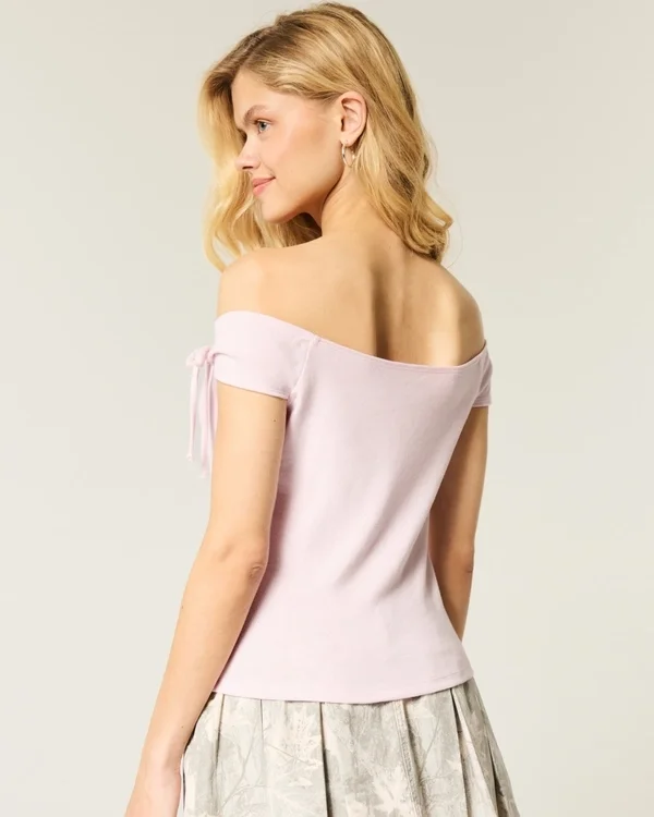 Off-shoulder top med bindebånd Off-shoulder top med bindebånd