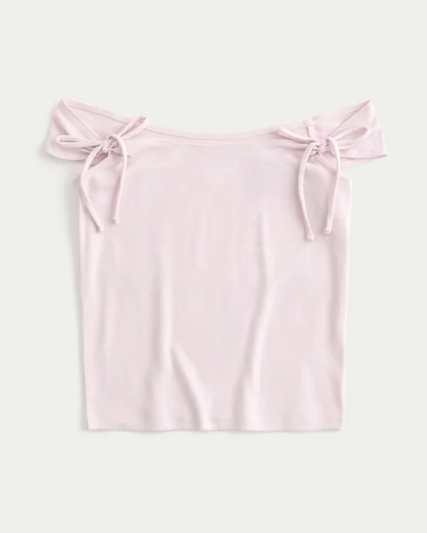 Off-shoulder top med bindebånd Off-shoulder top med bindebånd