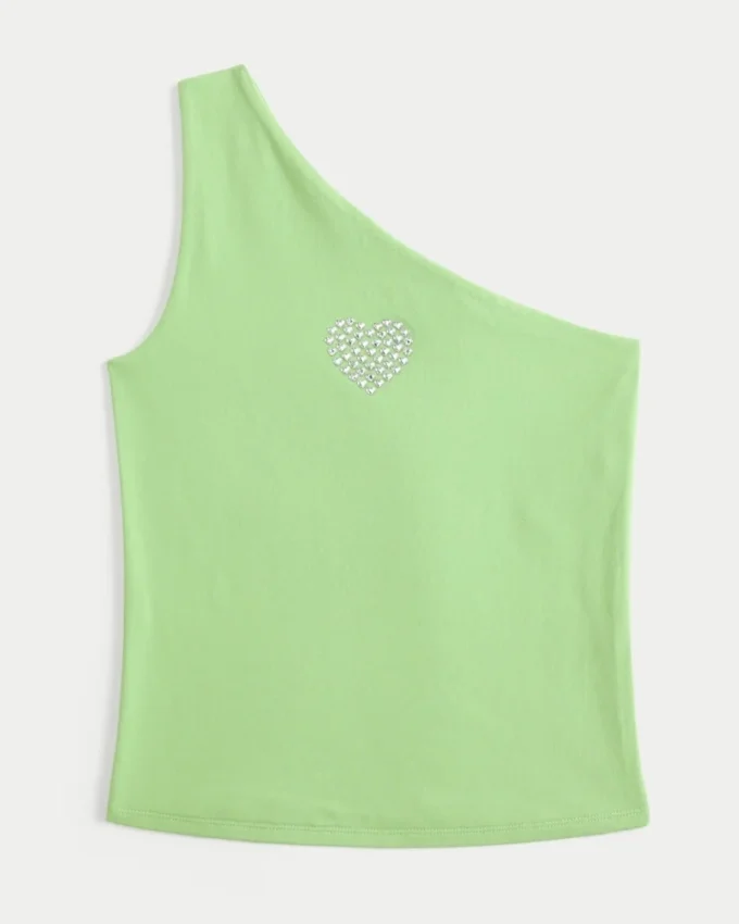 One-Shoulder Heart Graphic Tank One-Shoulder Heart Graphic Tank
