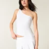 One-shoulder top i linneblanding