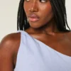 One-shoulder top i linneblanding