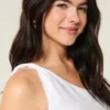 One-shoulder top i linneblanding