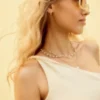 One-shoulder top i linneblanding