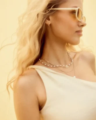 One-shoulder top i linneblanding