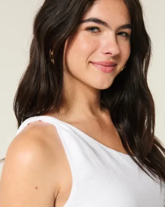 One-shoulder top i linneblanding