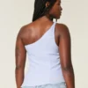One-shoulder top i linneblanding