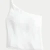 One-shoulder top i linneblanding