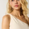 One-shoulder top i linneblanding