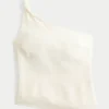 One-shoulder top i linneblanding
