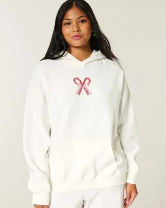 Oversized hættetrøje med candy cane-print