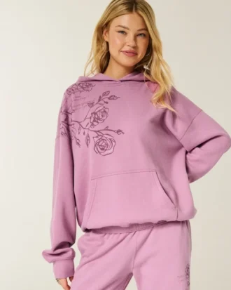 Oversized hættetrøje med glitrende logo