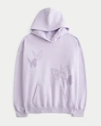 Oversized hættetrøje med sommerfuglemotiv