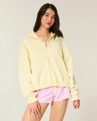 Oversized hættetrøje med stjernefisk-print og lynlås