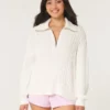 Oversized kabelstrikket sweater med halv lynlås
